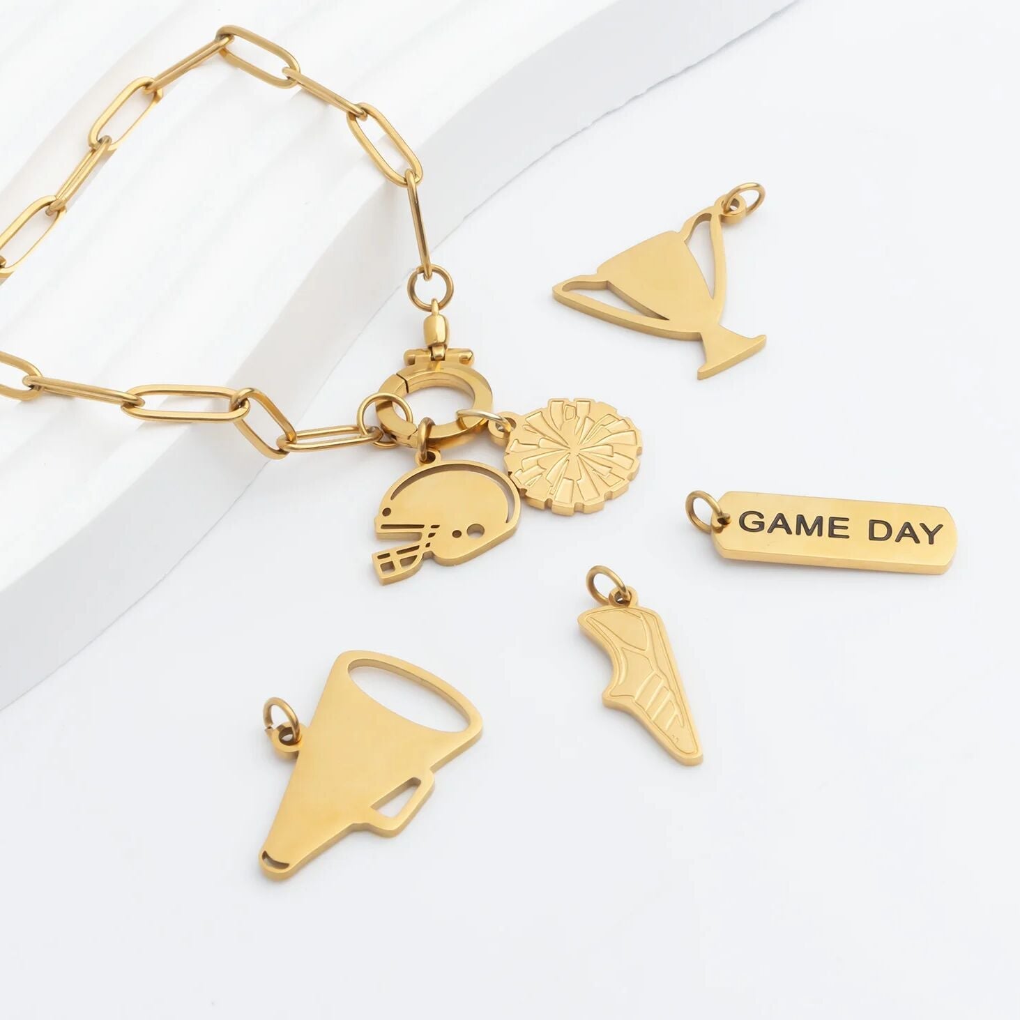 Gold Megaphone Charm - 18K Gold Jewelry Stainless Steel Statement Piece