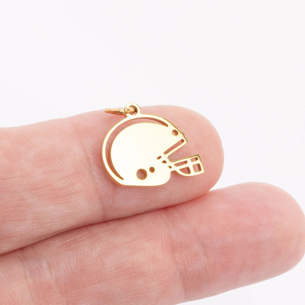 18K Gold Helmet Charm – Durable Stainless Steel, Hypoallergenic Symbolic Jewelry