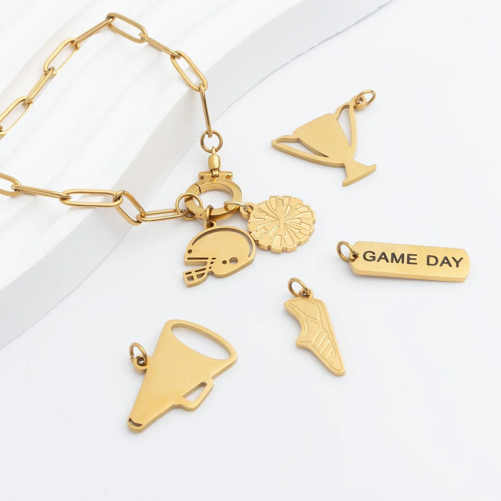 18K Gold Helmet Charm – Durable Stainless Steel, Hypoallergenic Symbolic Jewelry