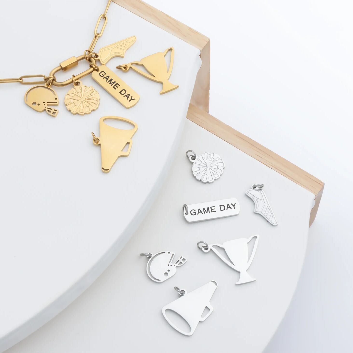 18K Gold Helmet Charm – Durable Stainless Steel, Hypoallergenic Symbolic Jewelry