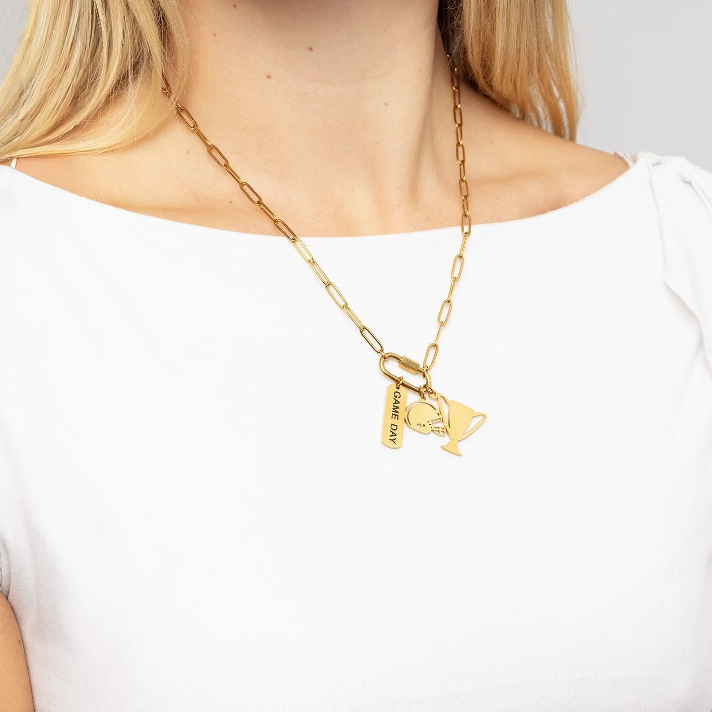 18K Gold Trophy Charm – Durable 316L Stainless Steel, Hypoallergenic Jewelry Pendant