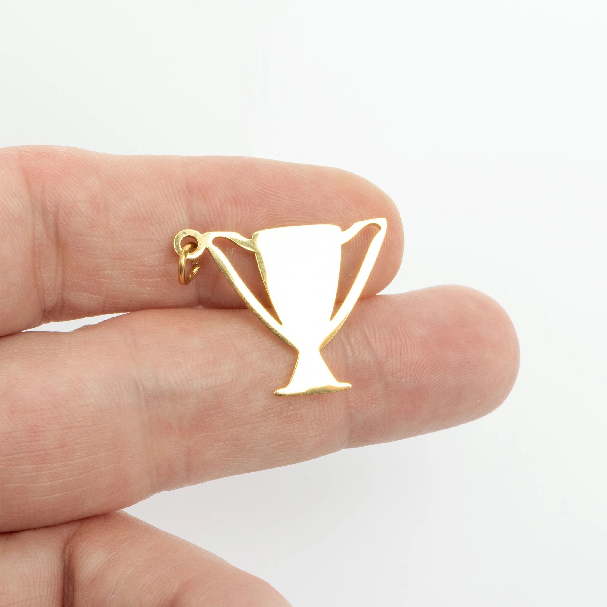 18K Gold Trophy Charm – Durable 316L Stainless Steel, Hypoallergenic Jewelry Pendant