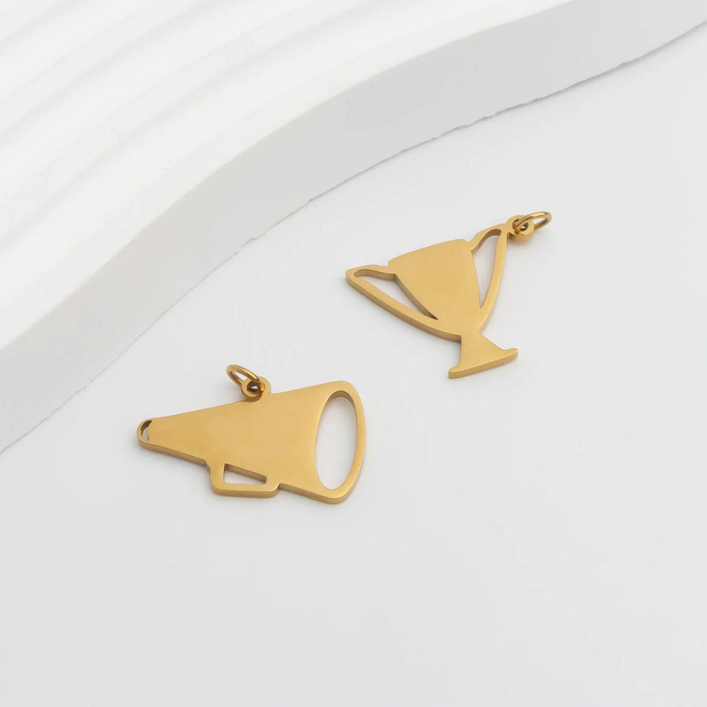 18K Gold Trophy Charm – Durable 316L Stainless Steel, Hypoallergenic Jewelry Pendant