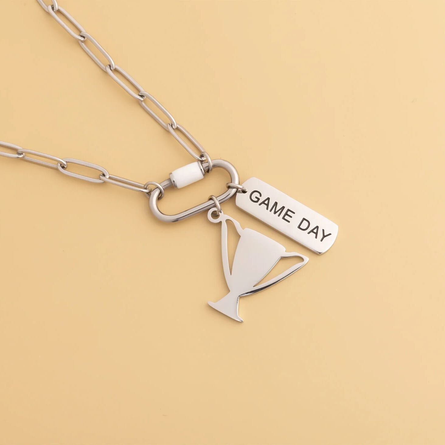 Gold Game Day Charm – 18K Gold PVD Coated Stainless Steel Script Style Accessory