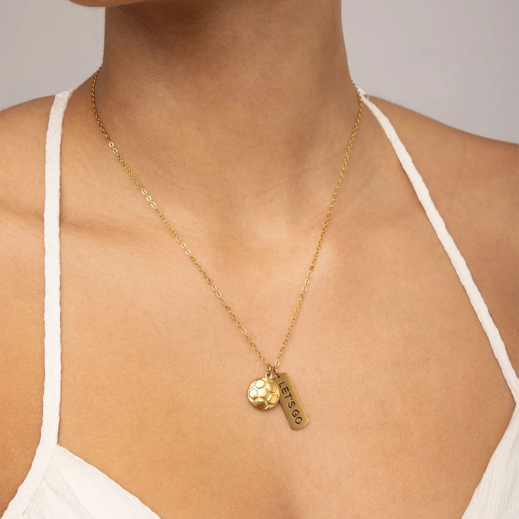 18K Gold Charm – Polished Stainless Steel Motivational Script Jewelry Accessory