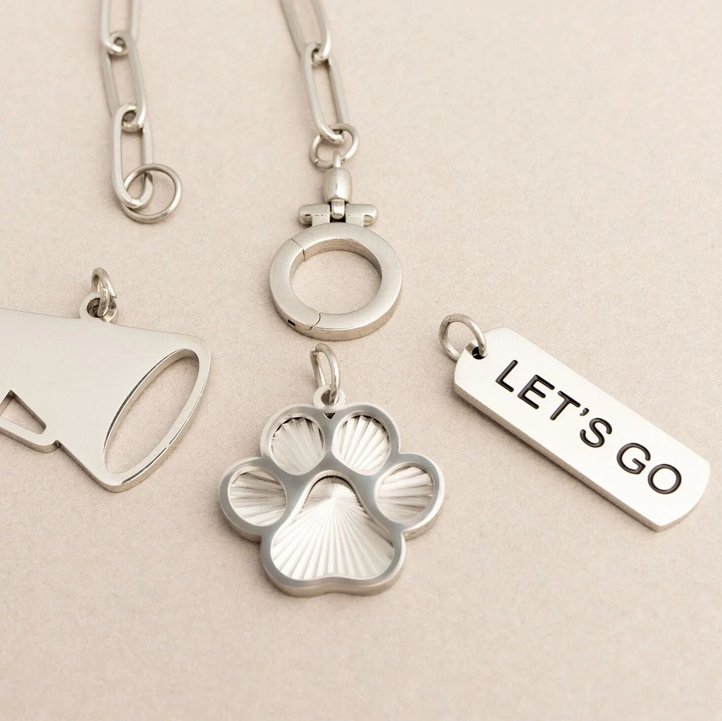 18K Gold Charm – Polished Stainless Steel Motivational Script Jewelry Accessory