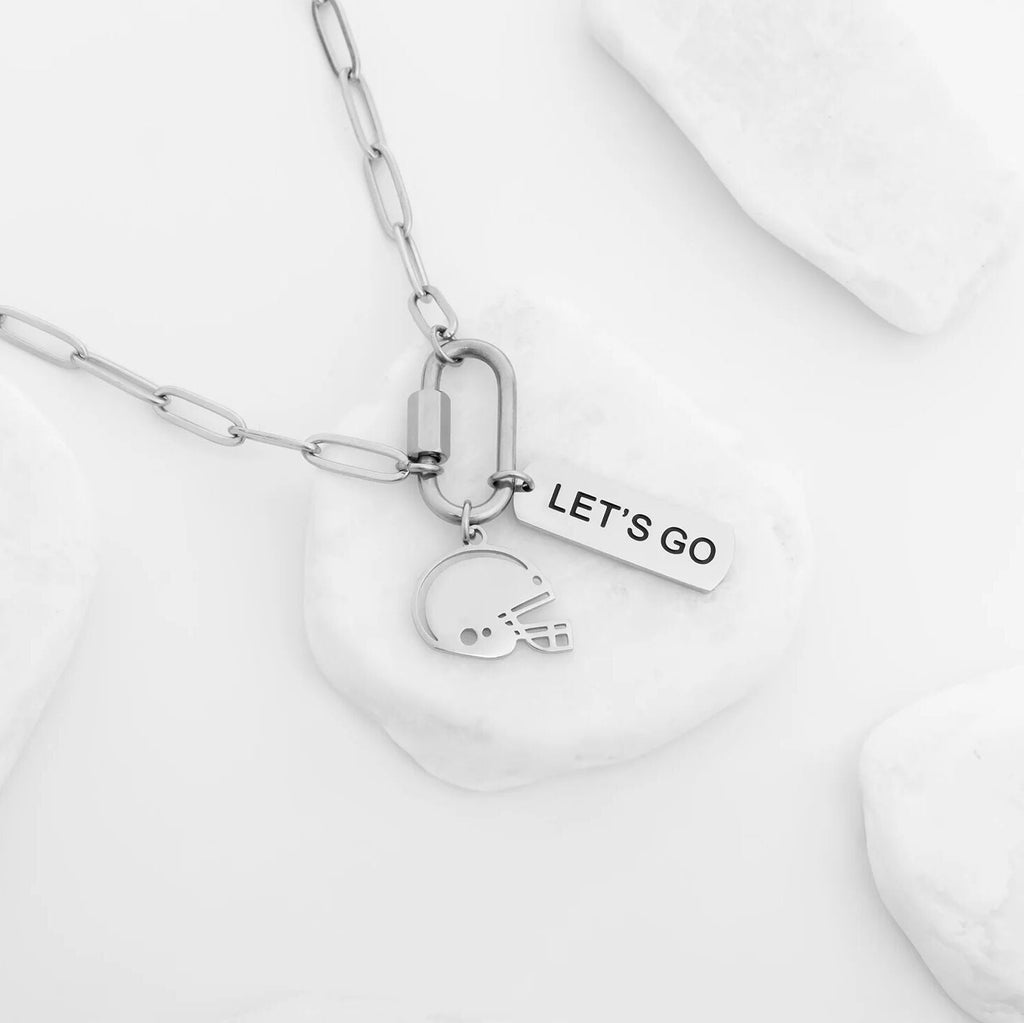 18K Gold Charm – Polished Stainless Steel Motivational Script Jewelry Accessory