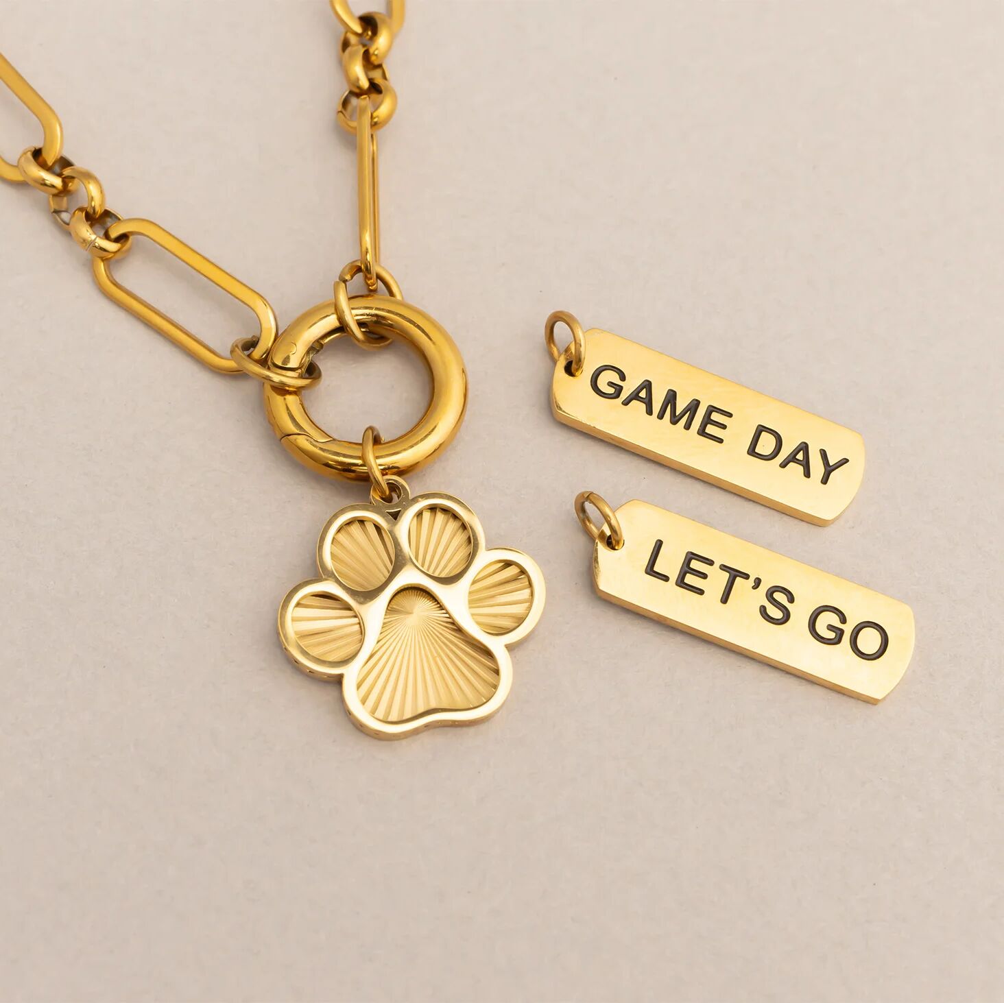 Gold Paw Print Charm – 18K Gold PVD Stainless Steel Durable Pet Jewelry