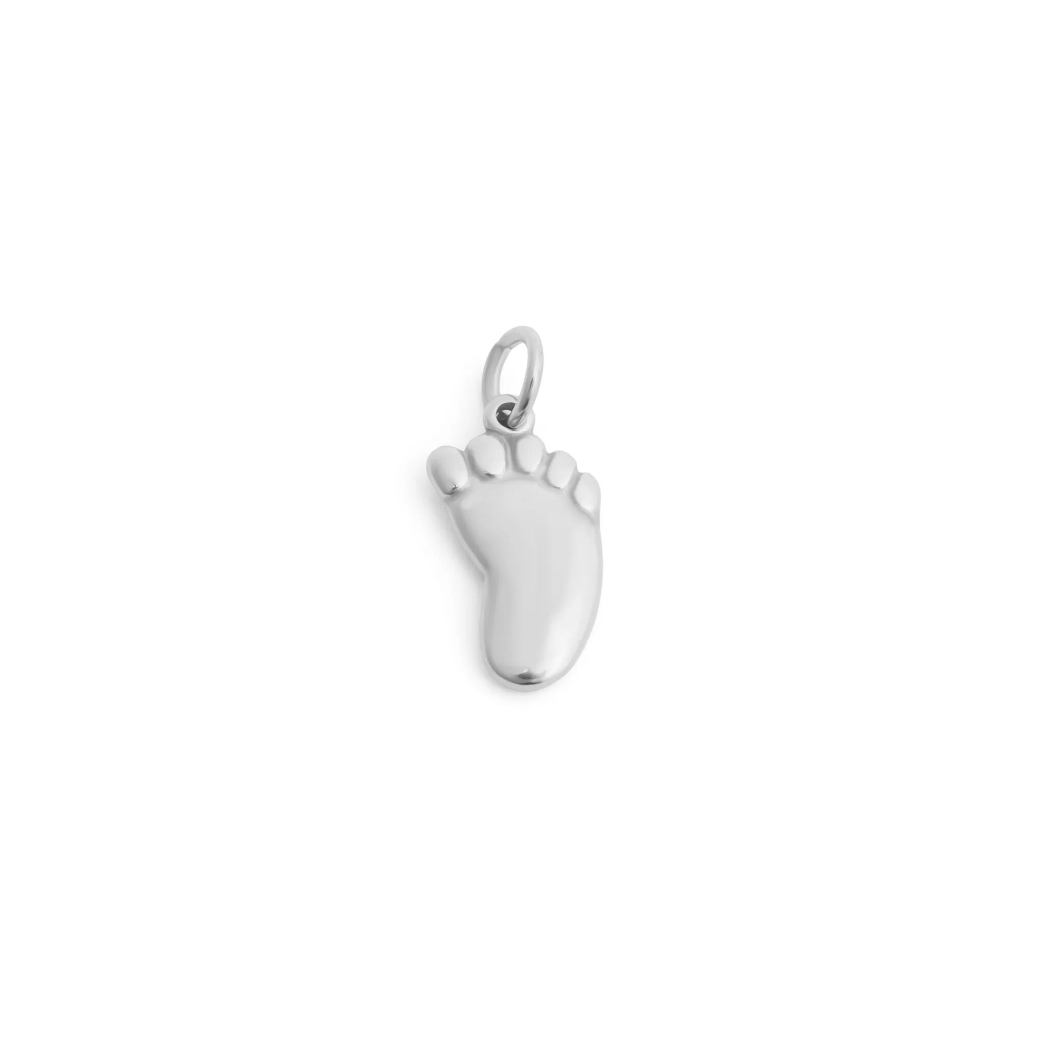 Silver Baby Foot Charm on a white background