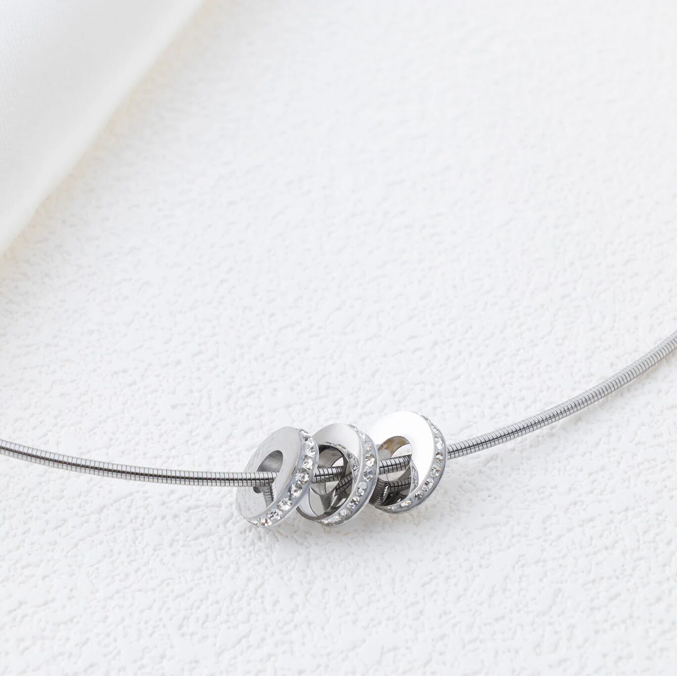 Silver Stone Spacer Beads on collar necklace