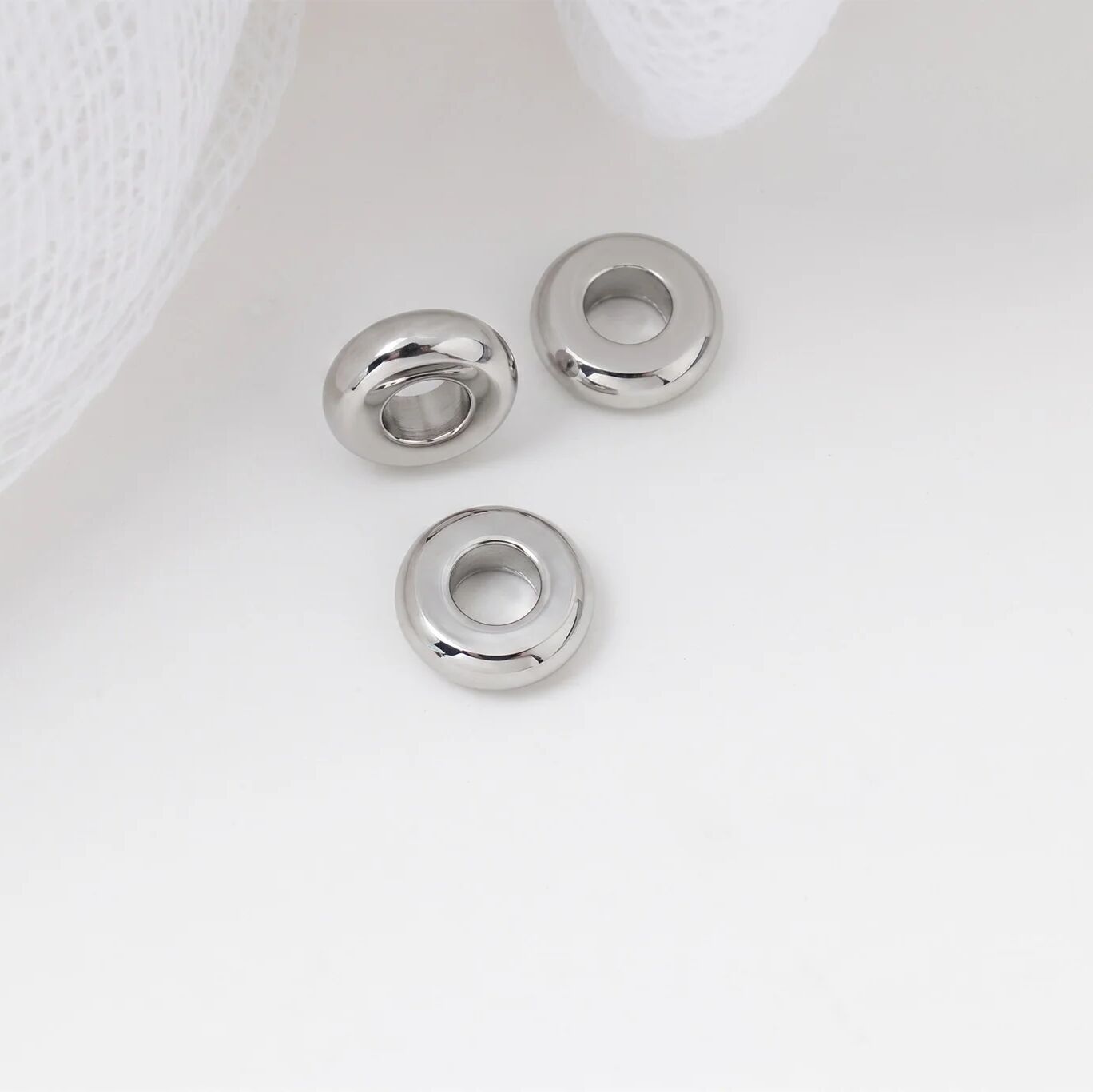Silver Rounded Spacer Beads