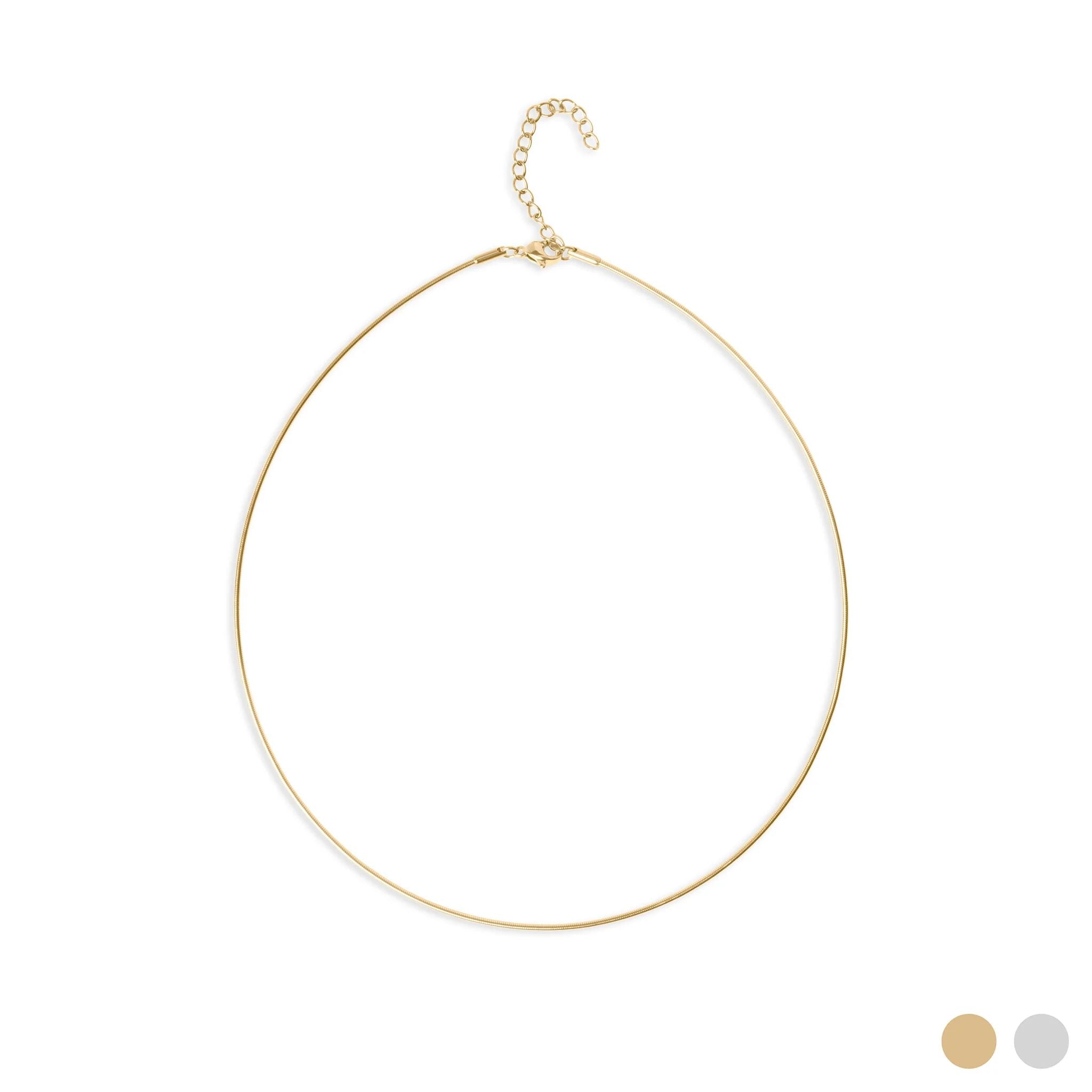 Gold Collar Necklace – Adjustable 18K Gold Layered Stainless Steel Chain