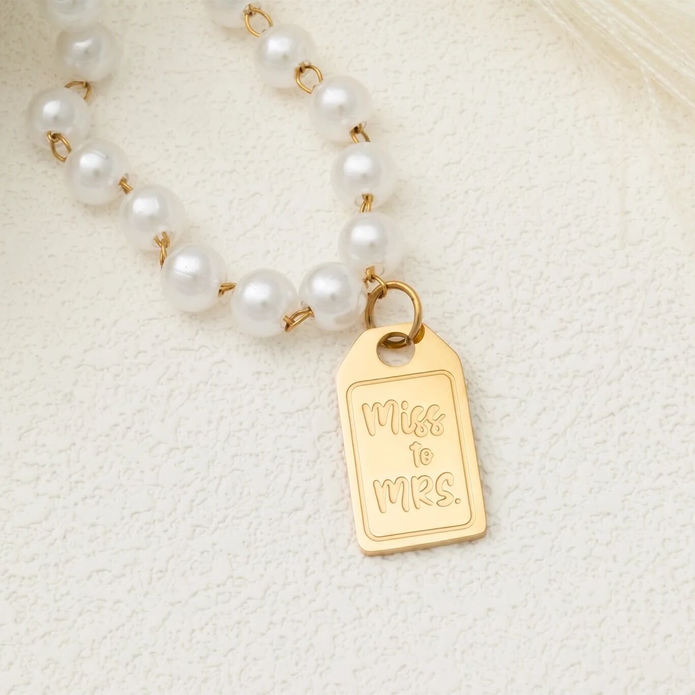 18K Gold PVD Stainless Steel Miss to Mrs tag Charm- gold studio 