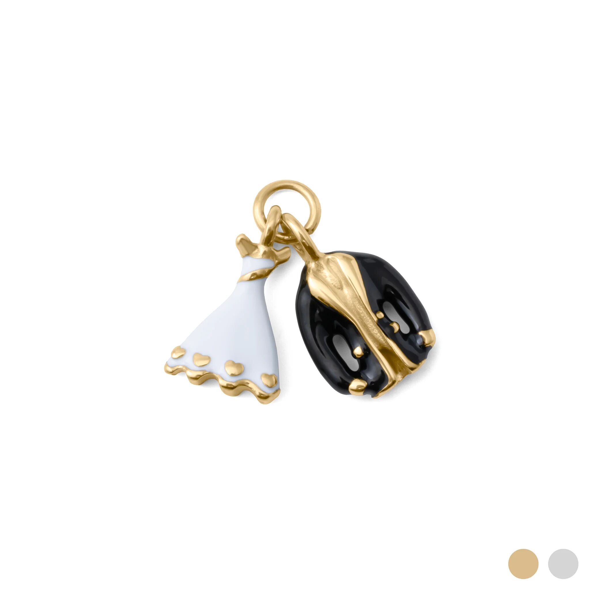 18K Gold PVD Stainless Steel Bride and Groom Charm - gold main 