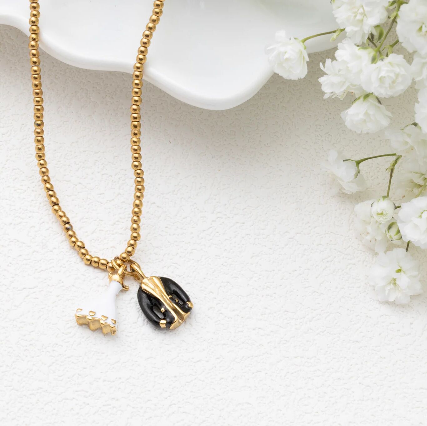18K Gold PVD Stainless Steel Bride and Groom Charm - gold studio 