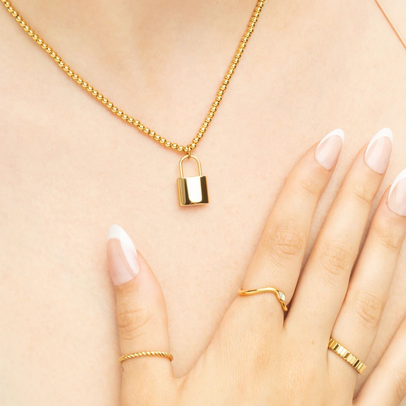 18K Gold PVD Stainless Steel Lock Charm- gold model 
