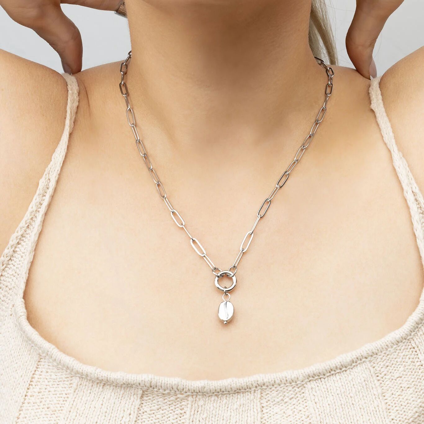 Silver Coffee Bean Charm