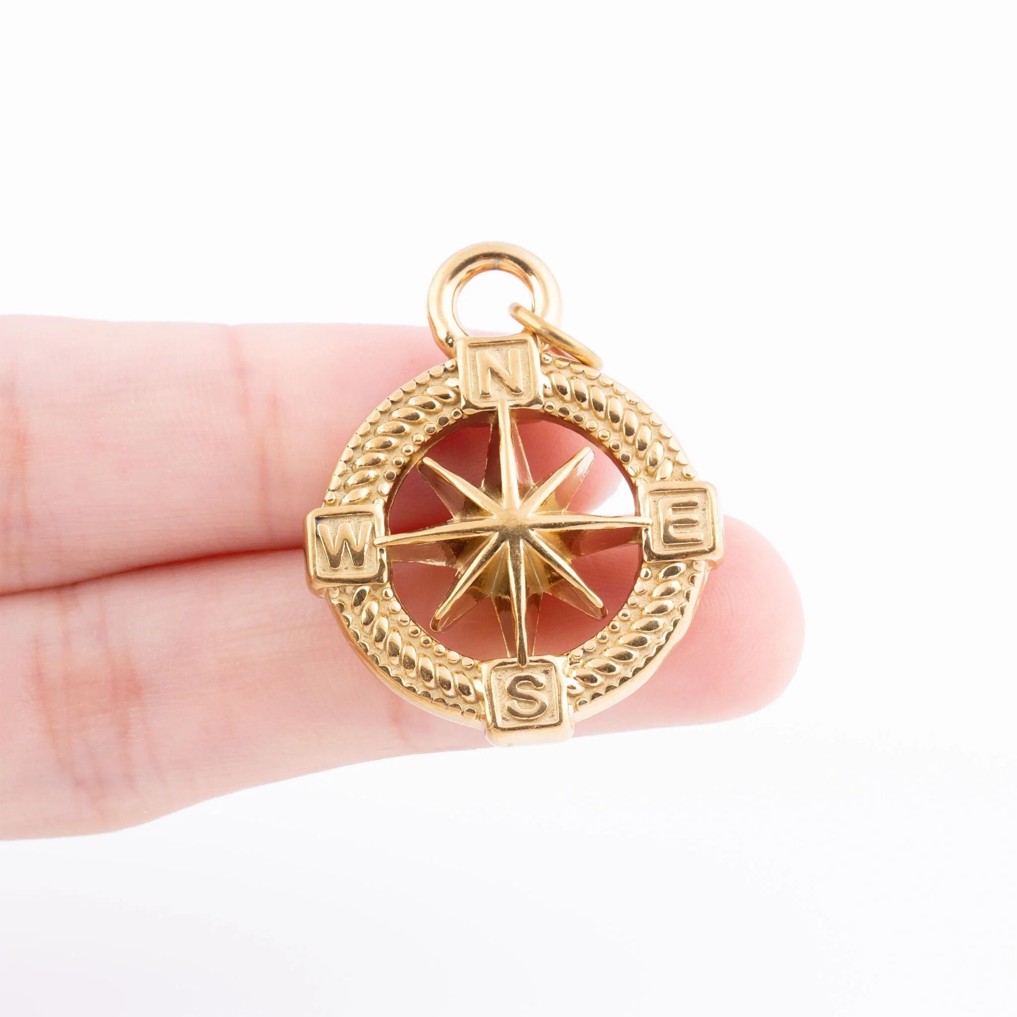 18K Gold PVD Stainless Steel Nautical Compass - scale shot 