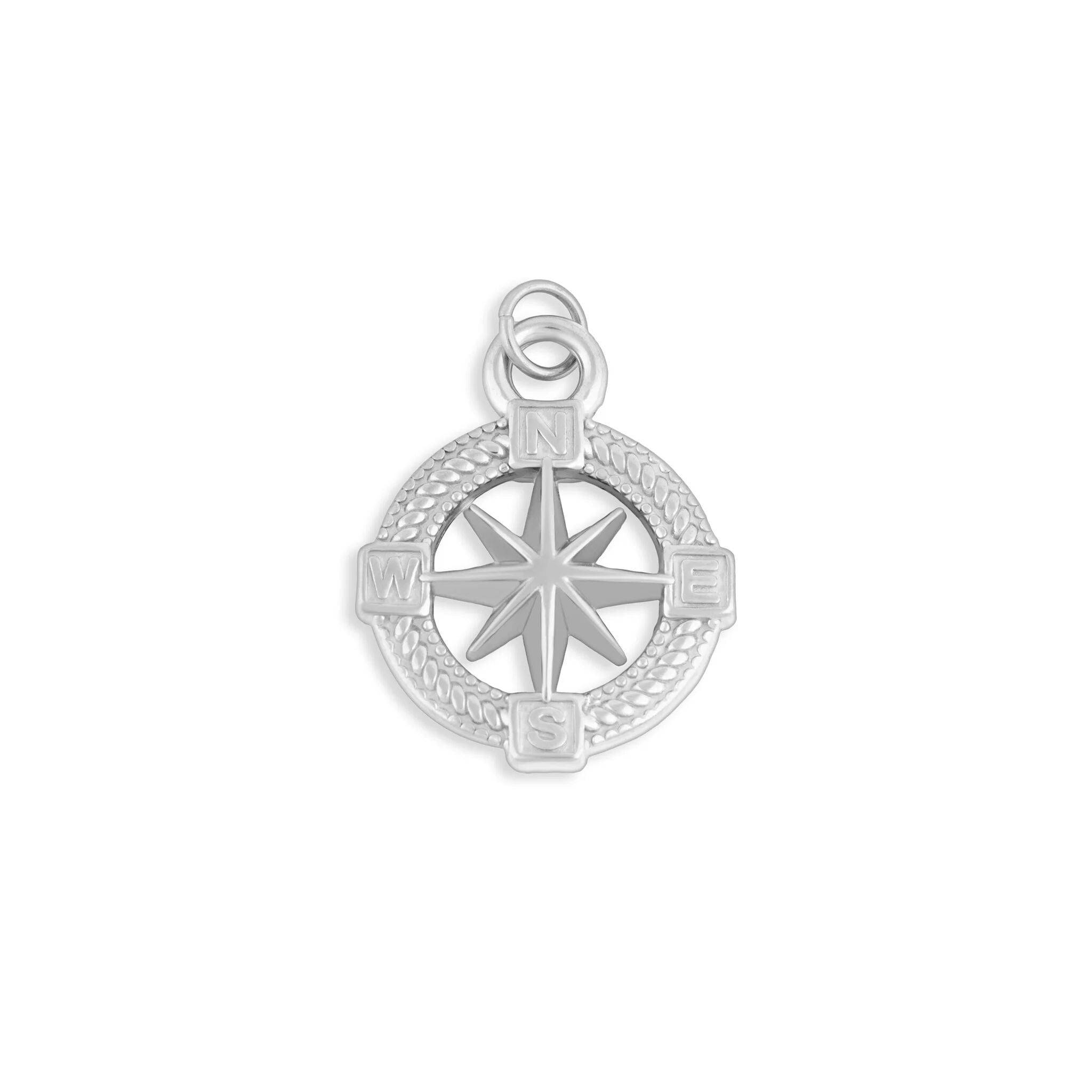 18K Gold PVD Stainless Steel Nautical Compass - silver main 