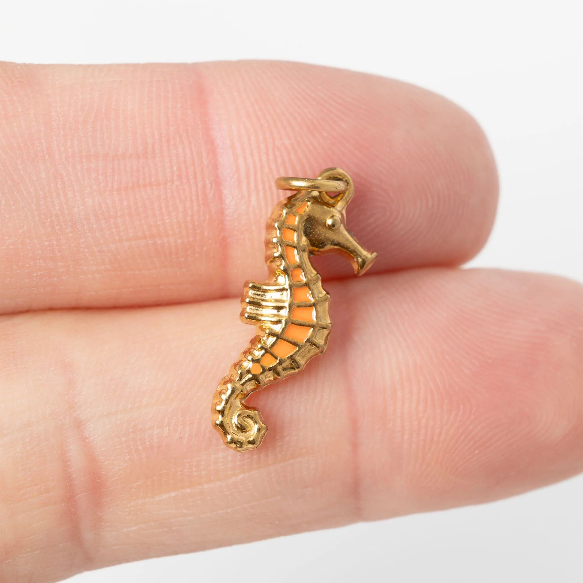 18K Gold Seahorse Charm - Vibrant Epoxy Detail Stainless Steel Pendant