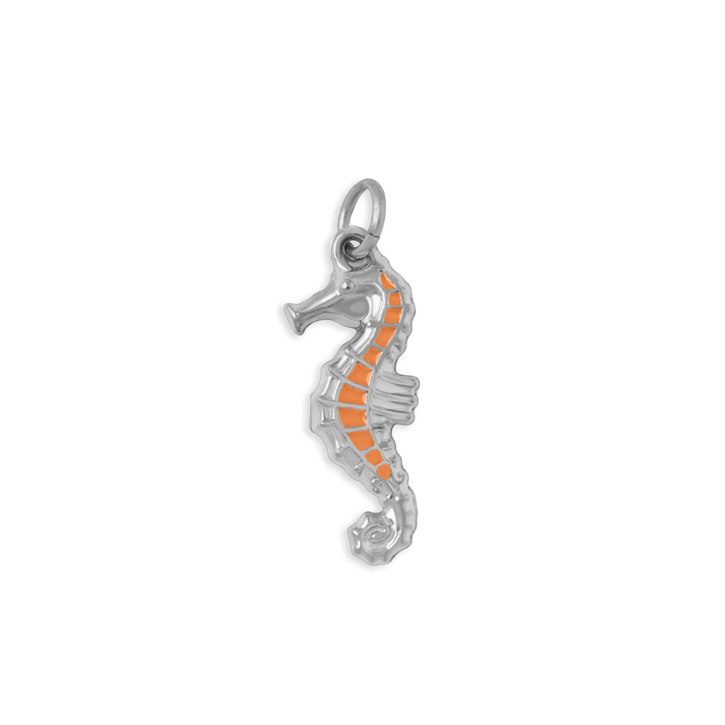 18K Gold Seahorse Charm - Vibrant Epoxy Detail Stainless Steel Pendant
