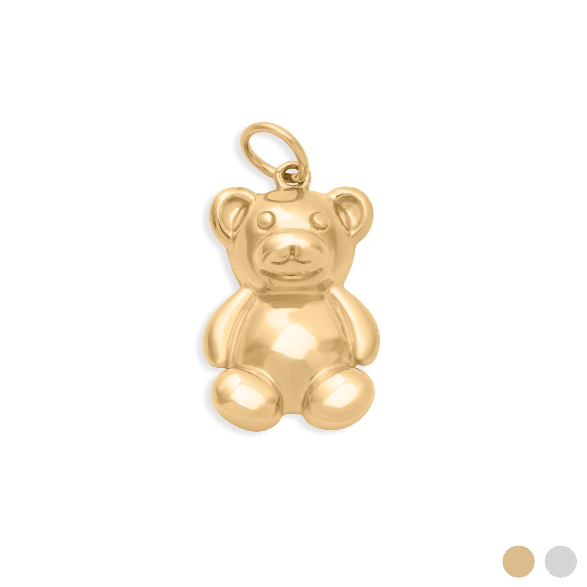 18K Gold PVD Stainless Steel Teddy Bear Charm- gold main 
