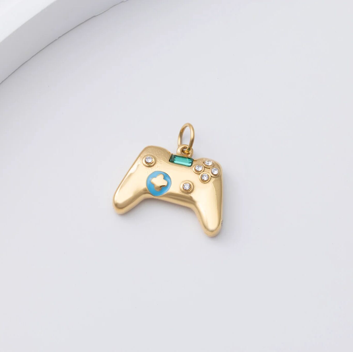 18K Gold PVD Stainless Steel Game Controller Charm- gold studio 