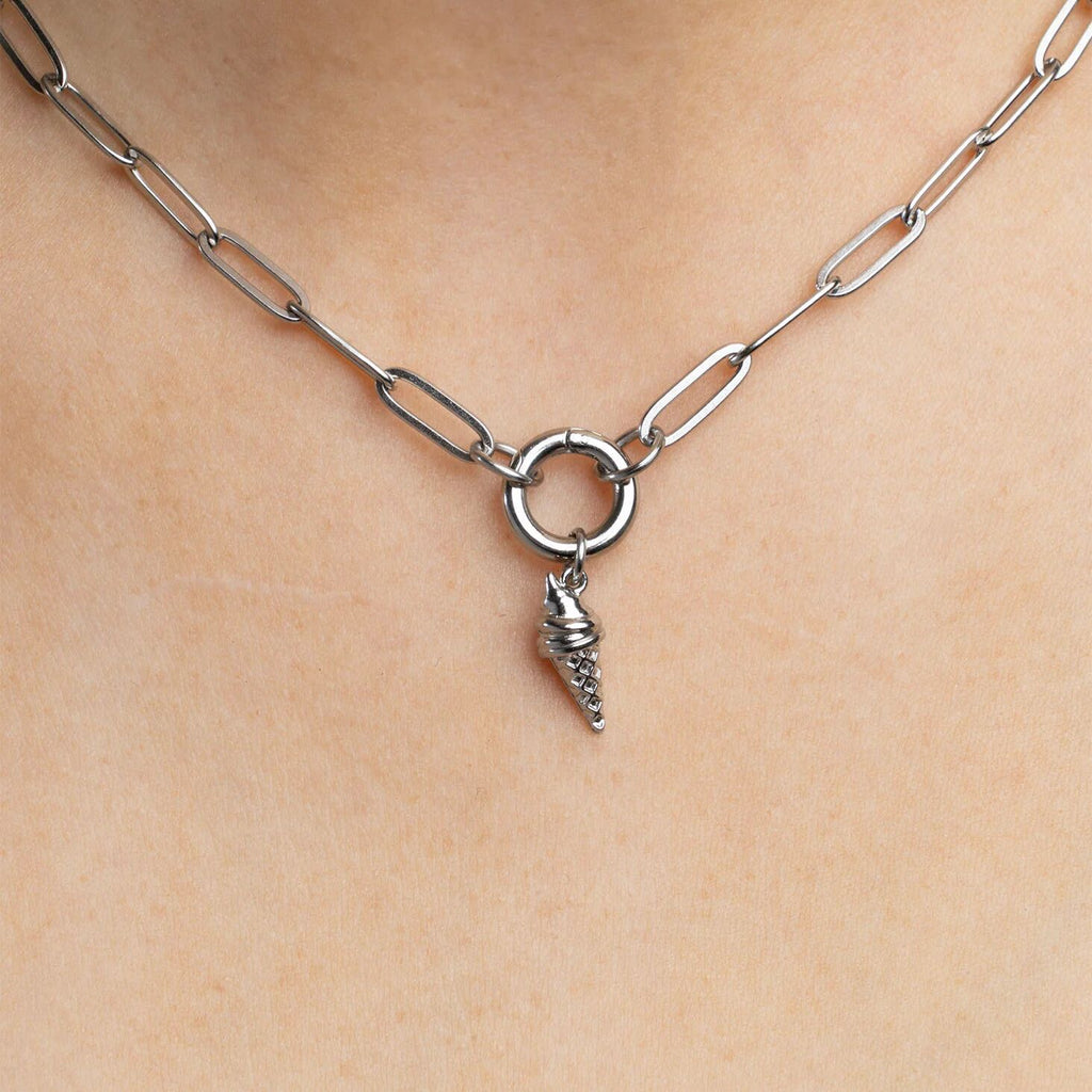 Silver Ice Cream Cone Charm