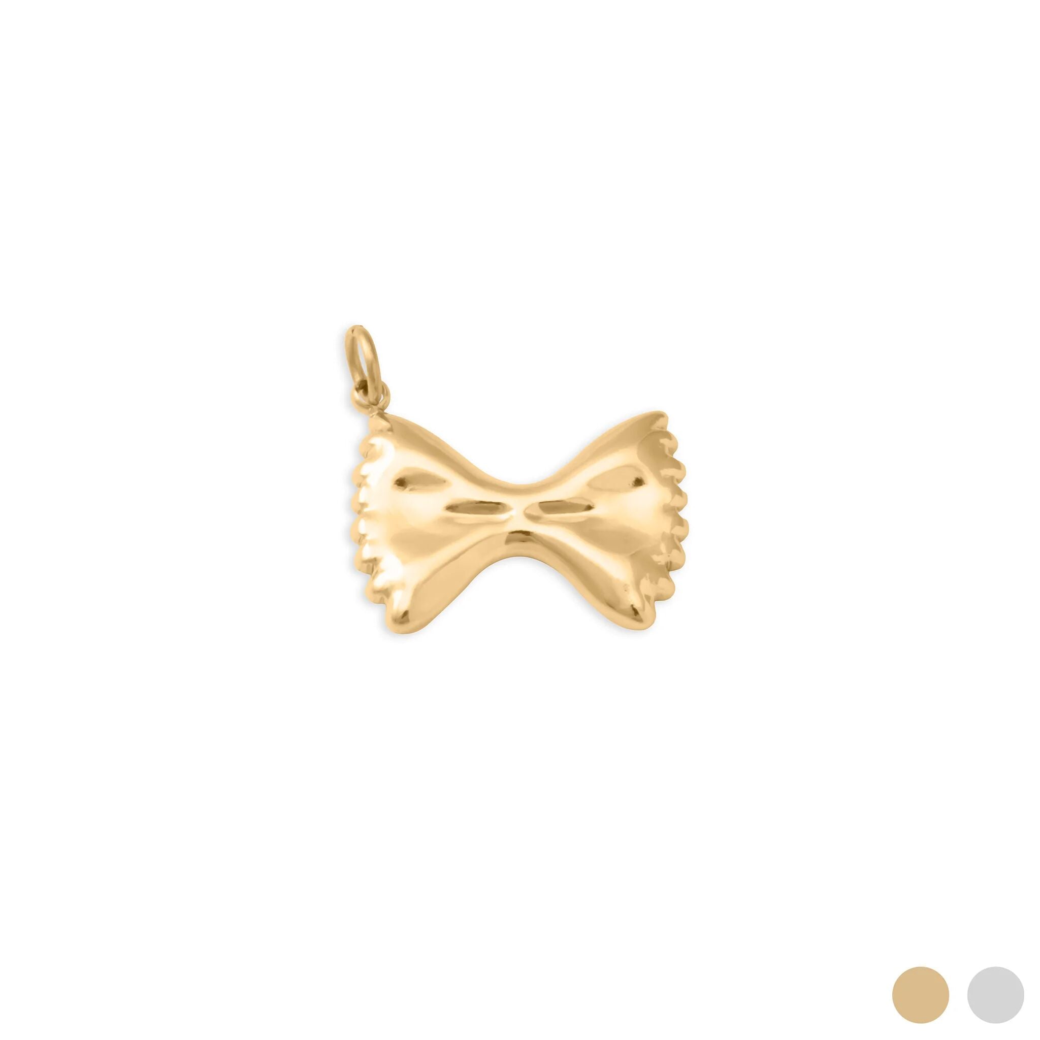 18K Gold PVD Stainless Steel Bowtie Pasta Charm - gold main 