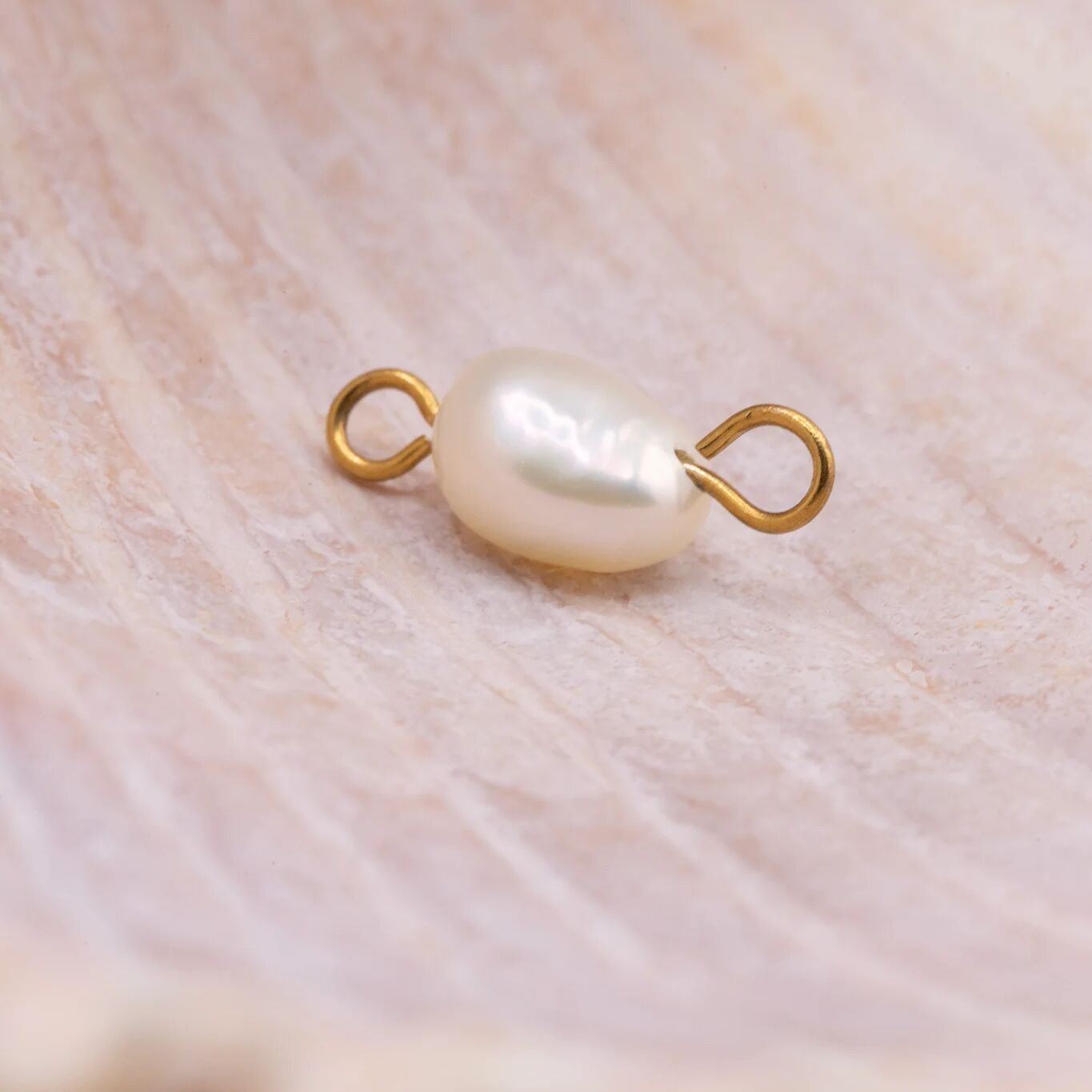 Gold Freshwater Pearl Connector Charm