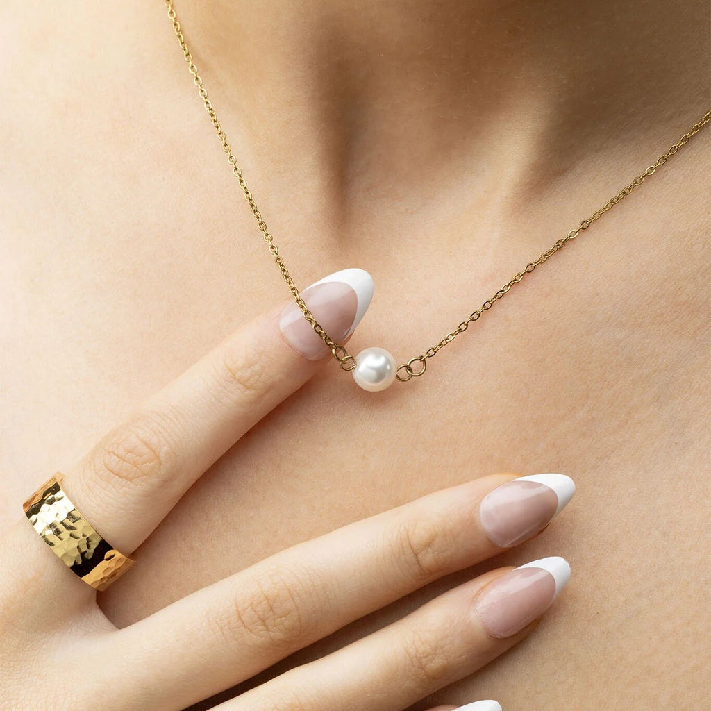 Gold Glass Pearl Connector Charm