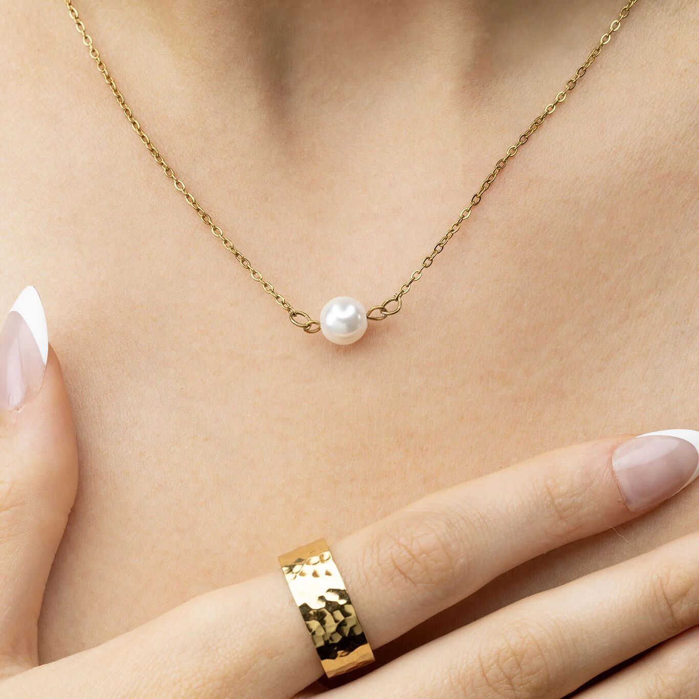Gold Glass Pearl Connector Charm