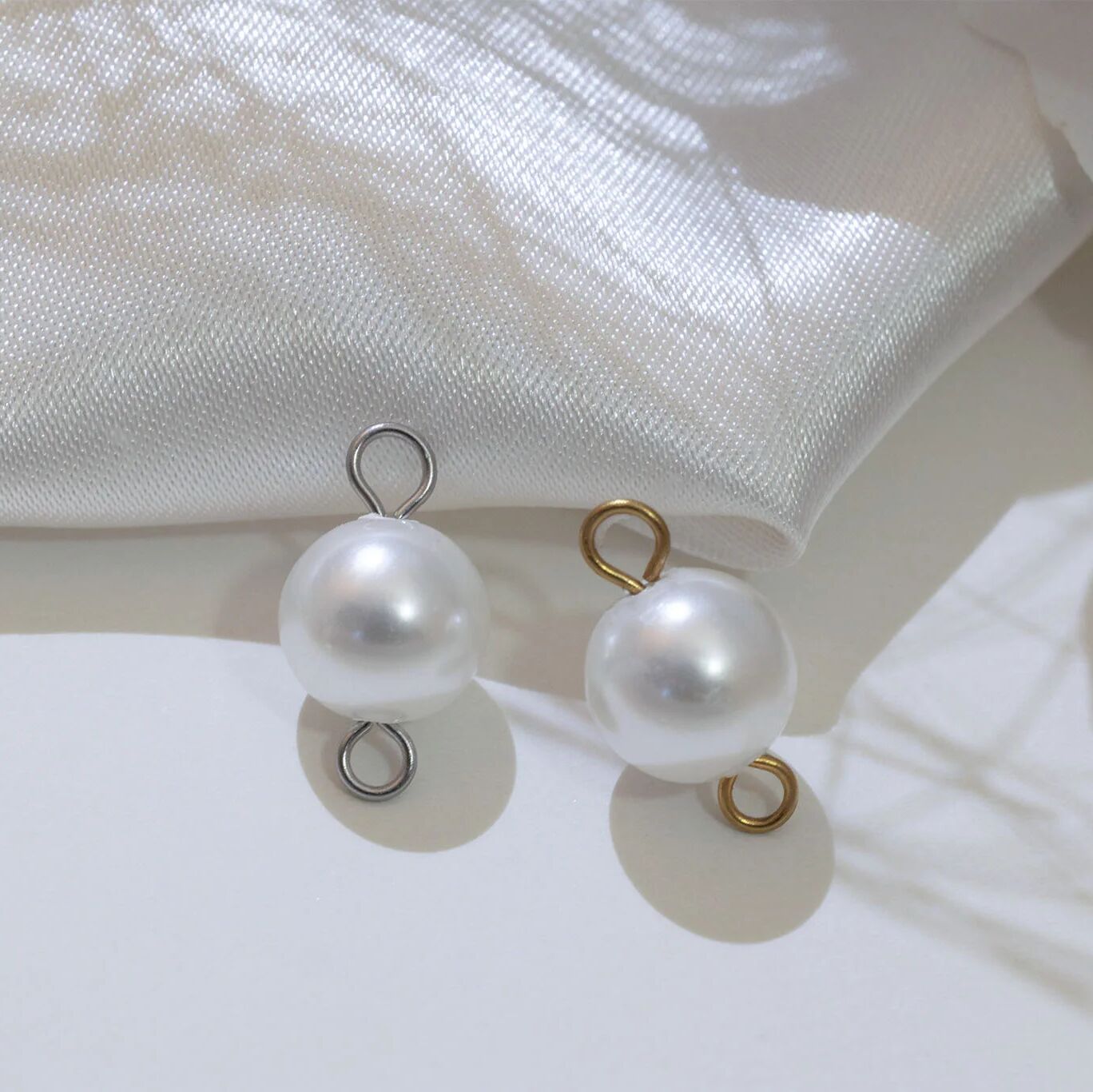 Gold and Silver Glass Pearl Connector Charms