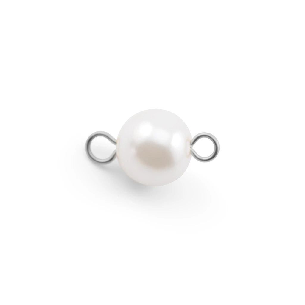 Silver Glass Pearl Connector Charm
