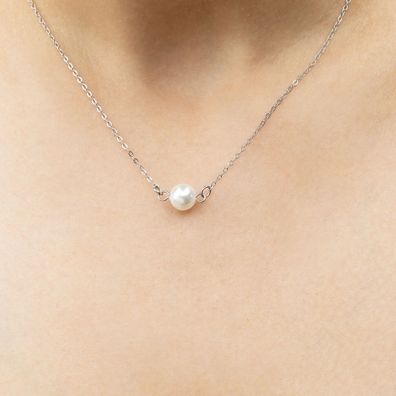 Silver Glass Pearl Connector Charm