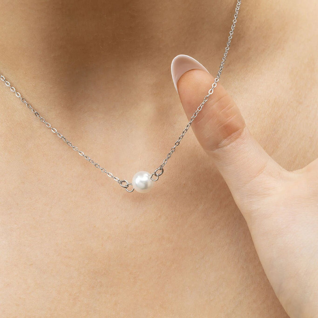 Silver Glass Pearl Connector Charm