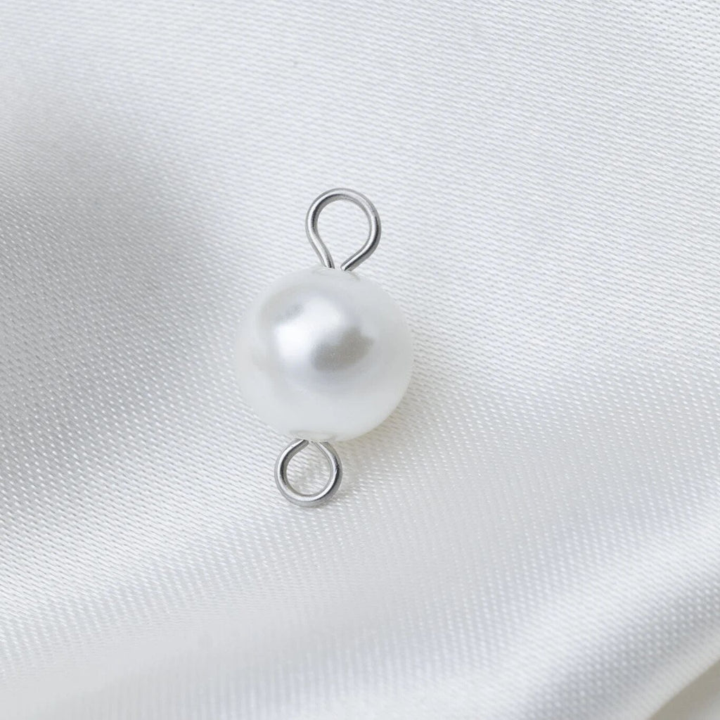 Silver Glass Pearl Connector Charm