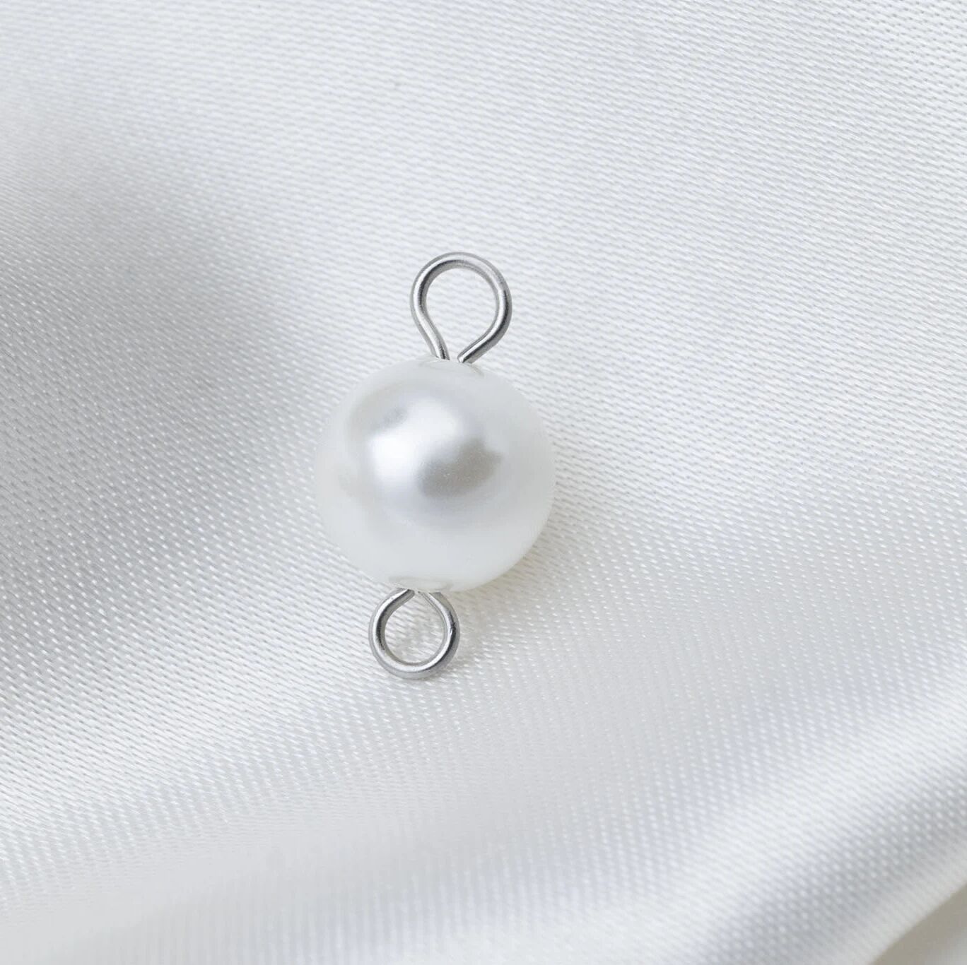 Silver Glass Pearl Connector Charm