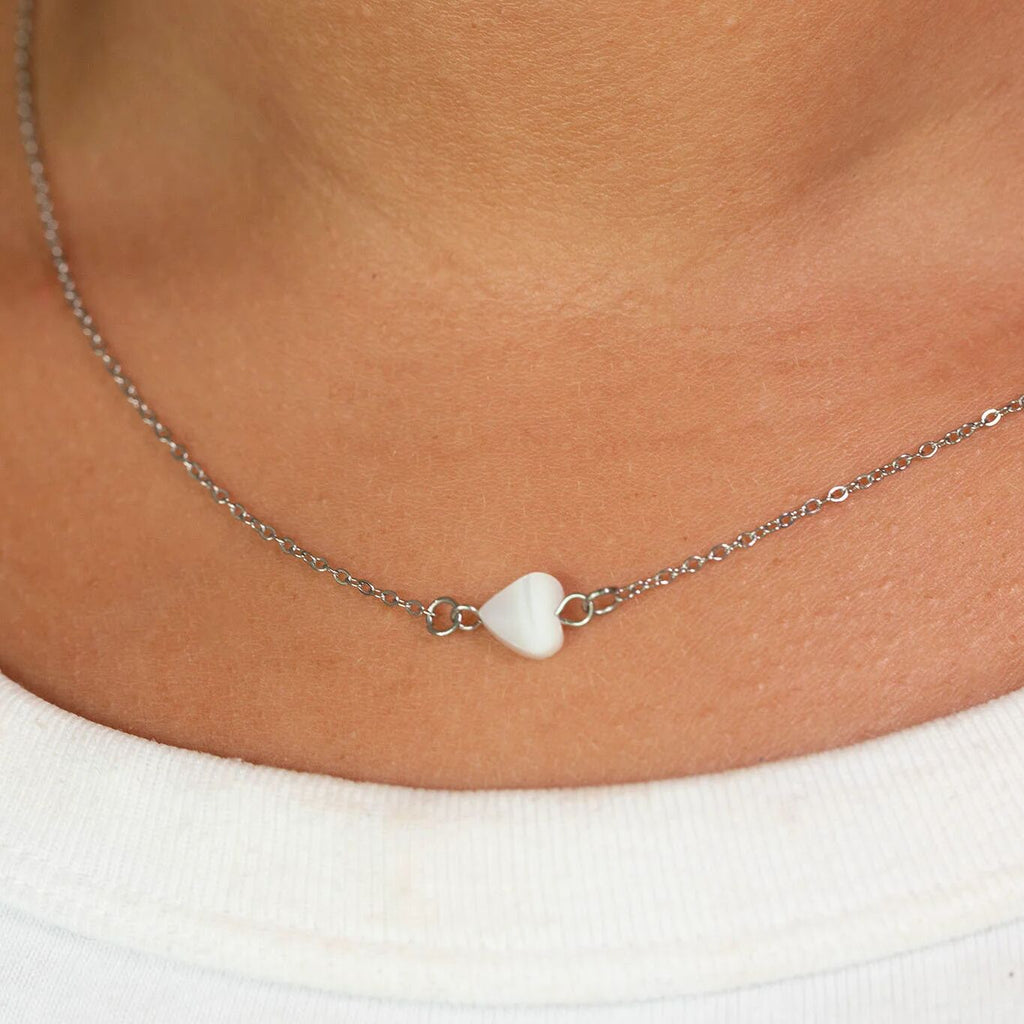 Silver Shell Heart Connector Charm