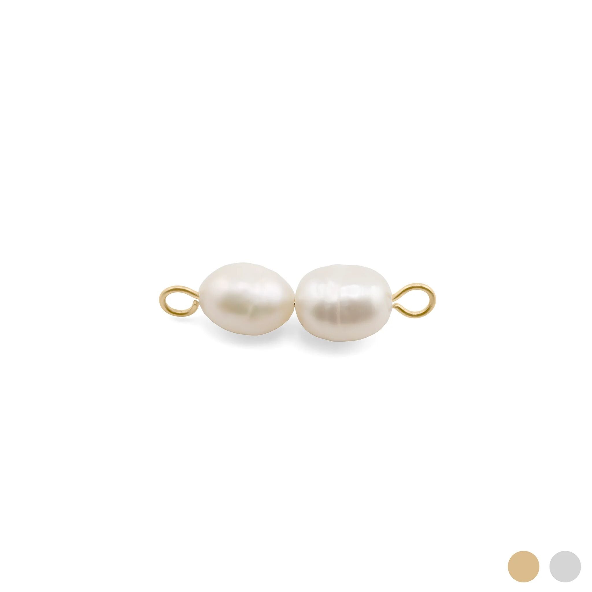 Gold Double Freshwater Pearl Connector Charm