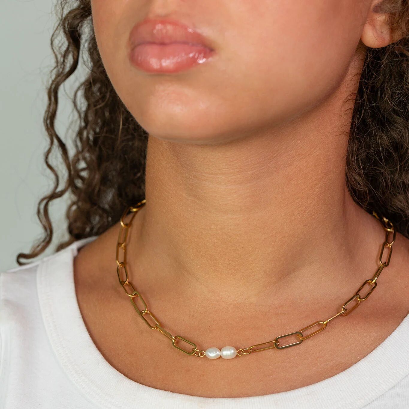 Gold Double Freshwater Pearl Connector Charm