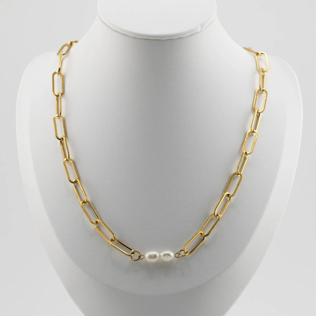 Gold Double Freshwater Pearl Connector Charm