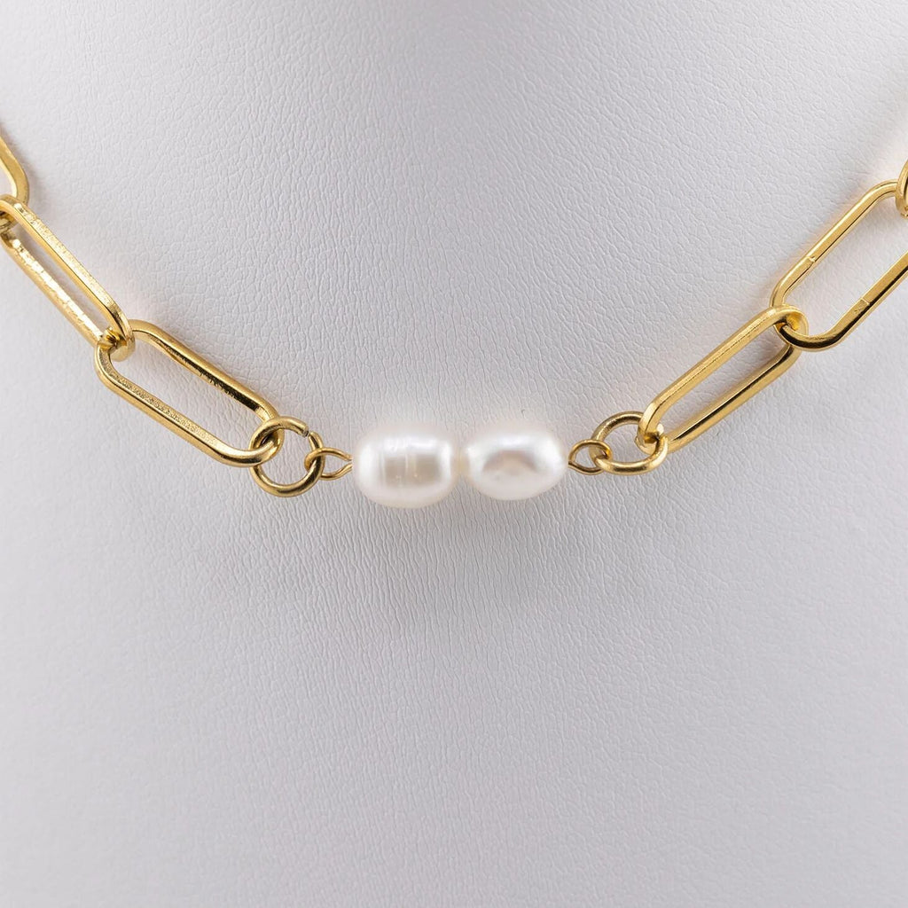 Gold Double Freshwater Pearl Connector Charm