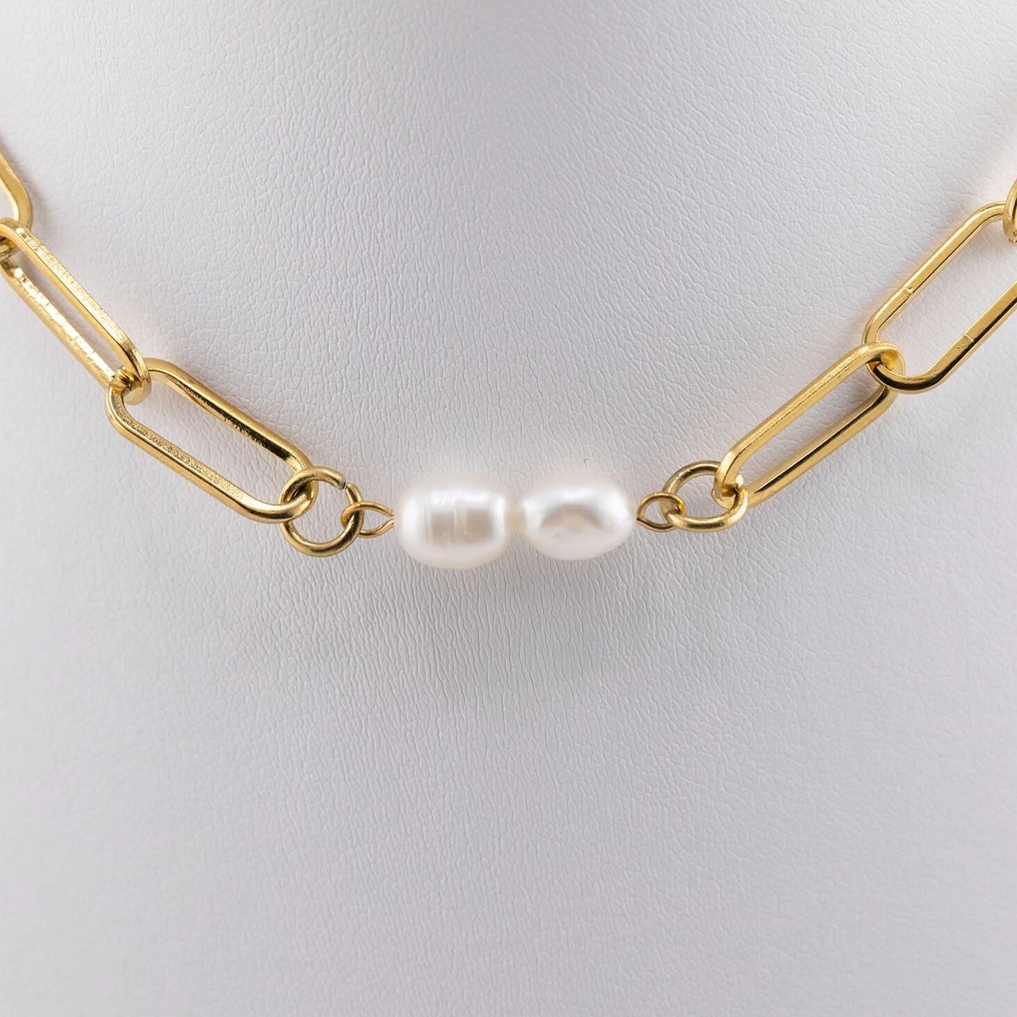 Gold Double Freshwater Pearl Connector Charm