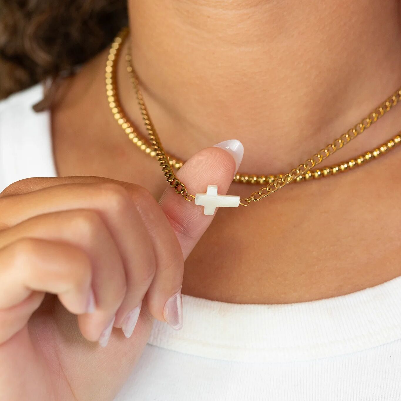 Gold Cross Connector Charm