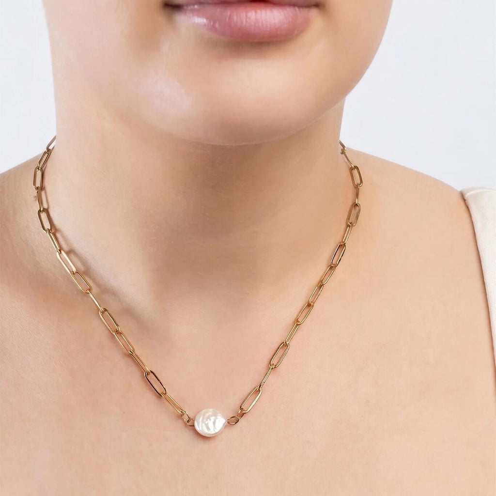 Gold Baroque Pearl Connector Charm