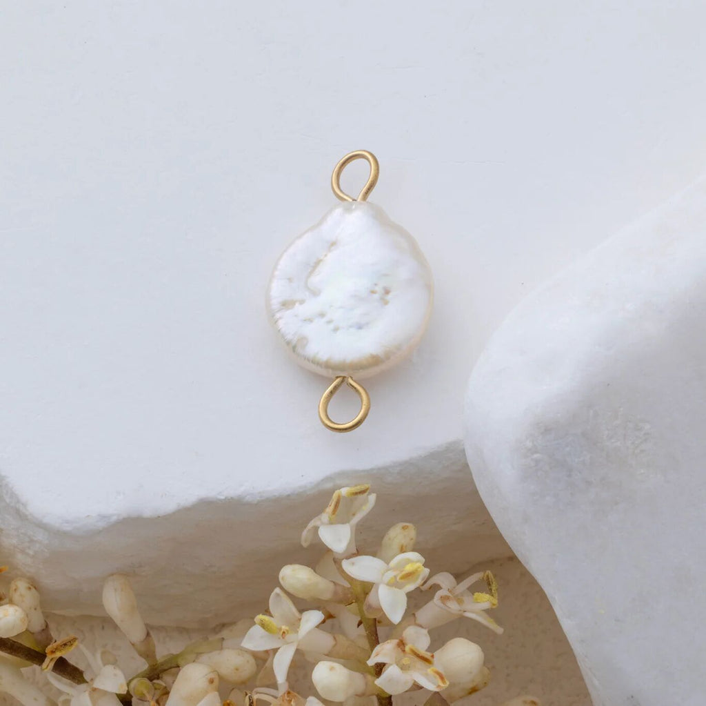 Gold Baroque Pearl Connector Charm
