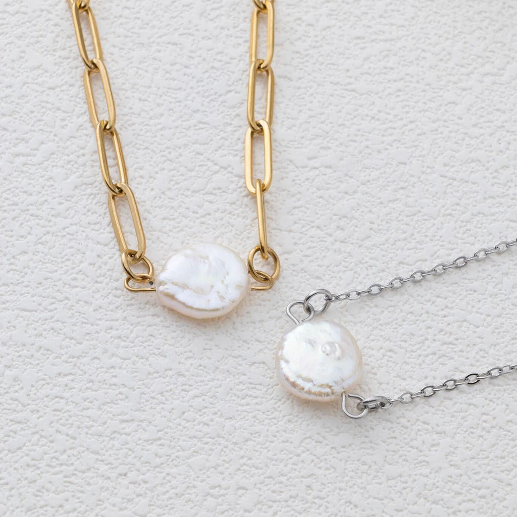 Gold and Silver Baroque Pearl Connector Charm