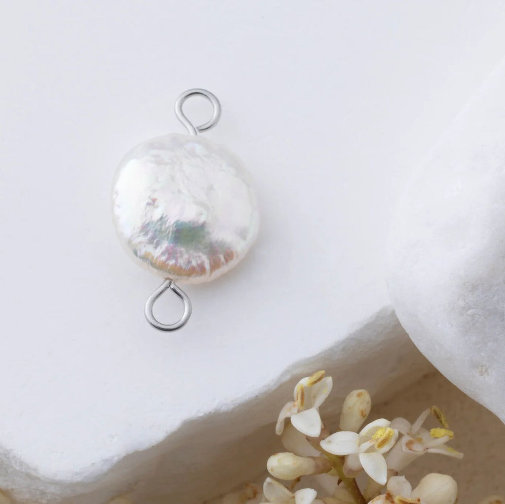 Silver Baroque Pearl Connector Charm