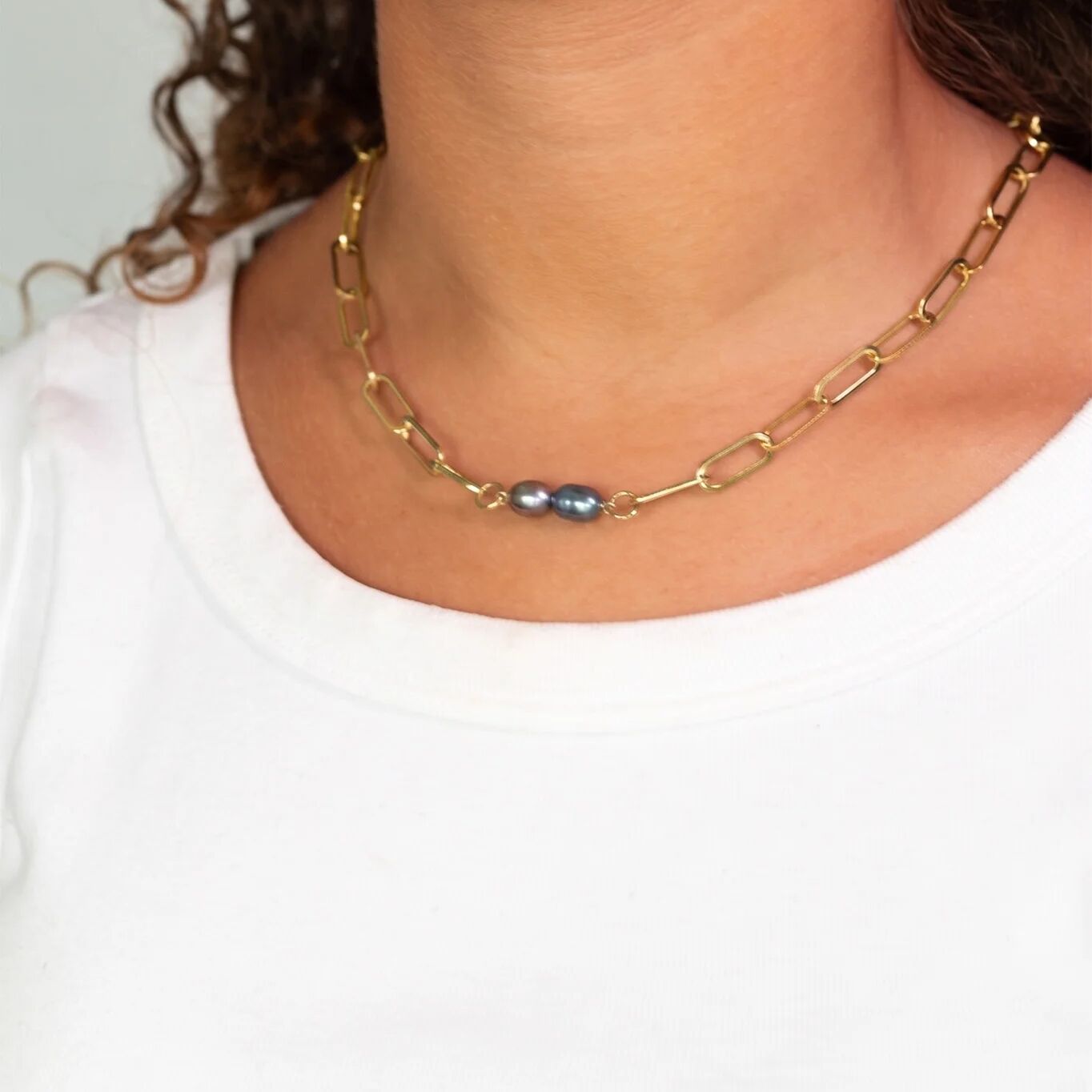 Gold Double Black Pearl Charm Connector Charm